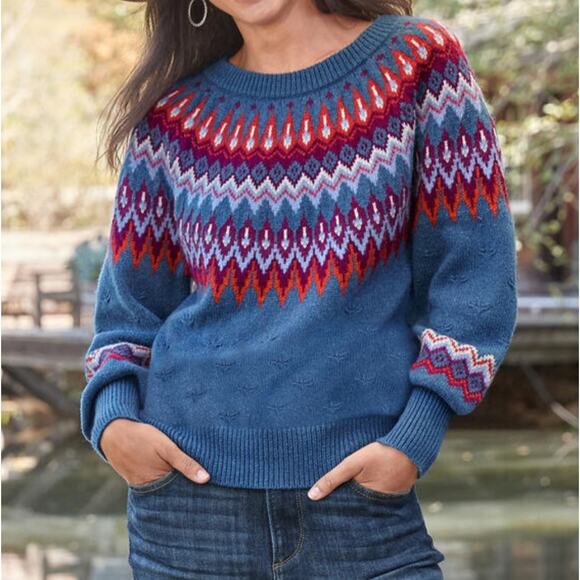 Sundance Sweaters Sundance Eloise Fair Isle Sweater Pullover Womes